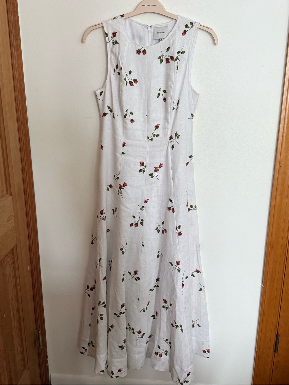 Reformation Cecilia Linen Dress Floating Rose